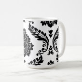 Mug Rococo Damask Lg Off-Set Pattern Black on White (Devant droit)
