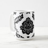 Mug Rococo Damask Lg Off-Set Pattern Black on White (Devant gauche)
