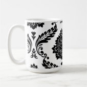 Mug Rococo Damask Lg Off-Set Pattern Black on White (Gauche)