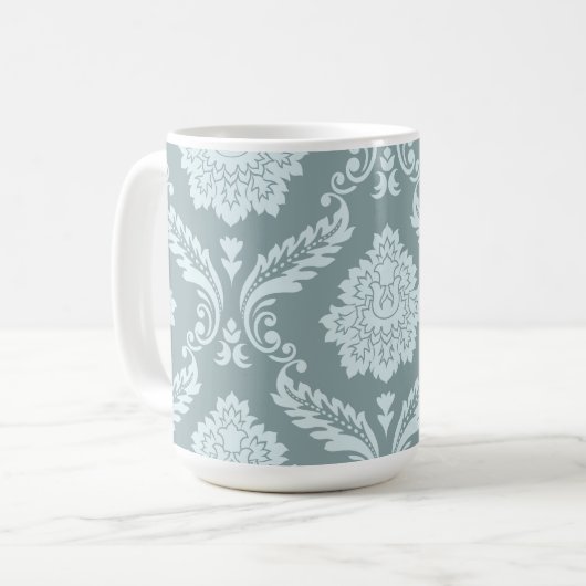 Mug Rococo Damask Lg Pattern Duck Egg Blue+Teal (Devant gauche)
