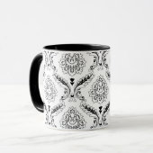 Mug Rococo Damask Line Pattern Black on White (Devant gauche)