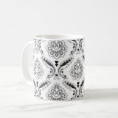 Mug Rococo Damask Line Pattern Black on White (Devant gauche)