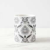 Mug Rococo Damask Line Pattern Black on White (Centre)
