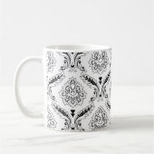 Mug Rococo Damask Line Pattern Black on White (Gauche)