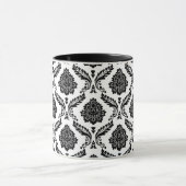 Mug Rococo Damask Pattern Black on White (Centre)
