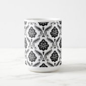 Mug Rococo Damask Pattern Grey Black White (Centre)