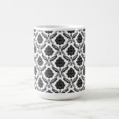 Mug Rococo Damassé Petit Motif Noir sur Blanc (Centre)