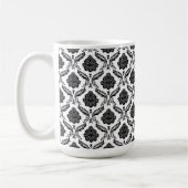 Mug Rococo Damassé Petit Motif Noir sur Blanc (Gauche)