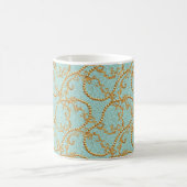 Mug Rococo éléments dorés sans couture motif. Texte or (Centre)