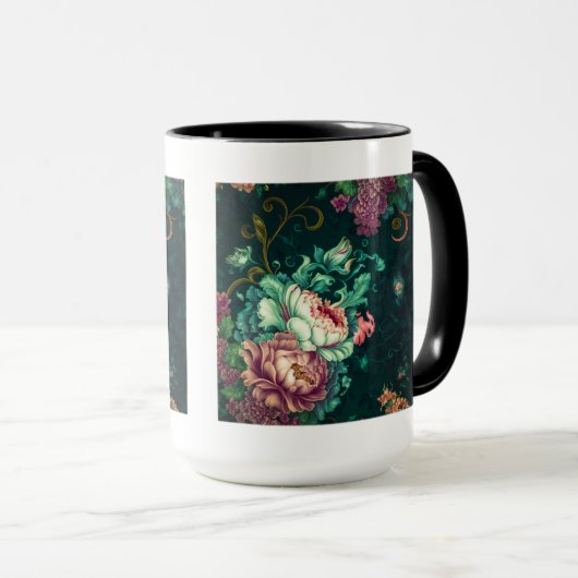 Mug Rococo Floral Décoration Combo Mug, 15 oz (Devant droit)