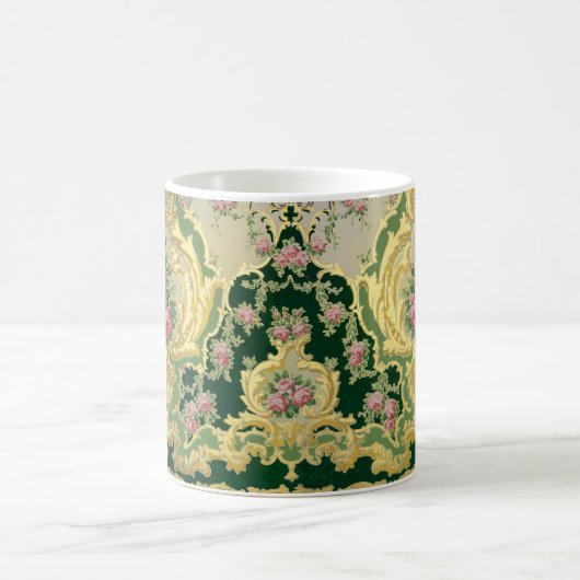 Mug Rococo Rose Roses Floral Médaillon Or Frame (Centre)