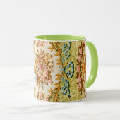 Mug Rococo tapisserie à fleurs victoriennes vert rose (Devant droit)