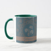 Mug Rococo Turquoise doré personnalisé Lotus Dot Manda (Gauche)