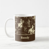 Mug Rodéo Occidental Personnalisé Cowboy Dark Brown (Gauche)