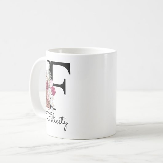 Mug Rodern Boho Girly Floral Initial F (Devant gauche)