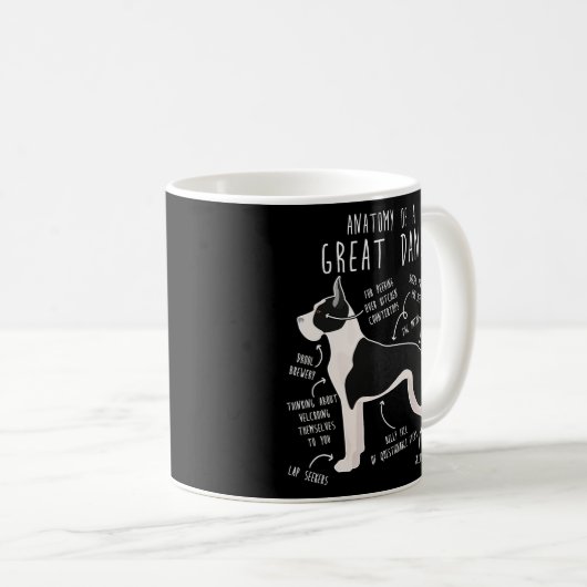 Mug Rogné Mantle Great Dane Dog Anatomie (Devant droit)