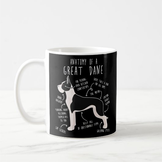 Mug Rogné Mantle Great Dane Dog Anatomie (Gauche)