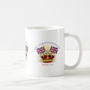 Mug Roi Charles III Couronne de couronnement et drapea