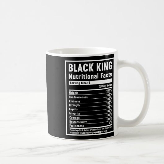 Mug Roi Noir Faits nutritionnels Histoire noire africa (Droite)