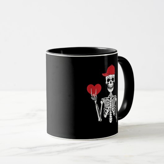 Mug Roll Skeleton Mains Coeur Valentines Jour Crâne (Devant droit)