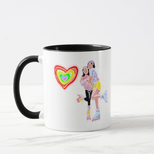 Mug Roller Skate Girls Rainbow Heart (Gauche)