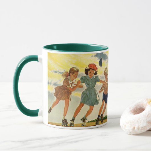 Mug Roller vintage Patinage amusant Enfants Garçons et (Avec donut)