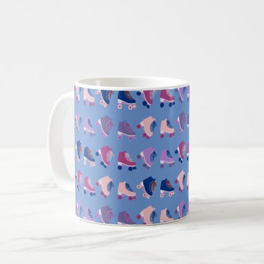Mug Rollerskates rétro Motif rose violet (Devant gauche)