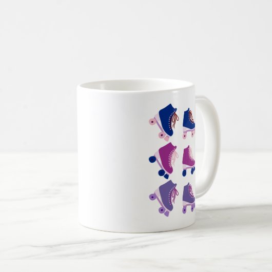 Mug Rollerskates rétro rose violet (Devant droit)