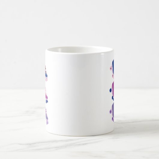 Mug Rollerskates rétro rose violet (Centre)