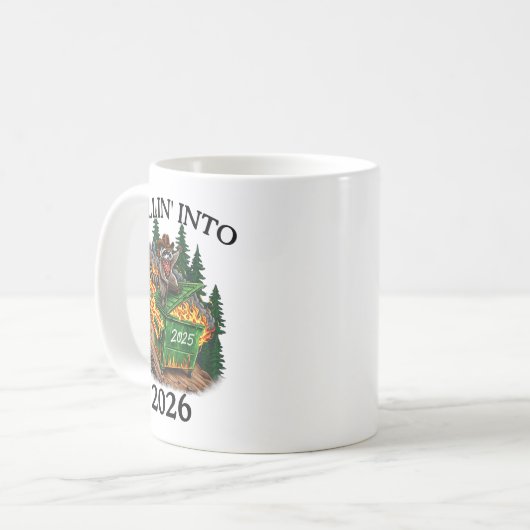 Mug Rollin’ Into 2026 Dumpster Fire New Year Party Fun (Devant gauche)