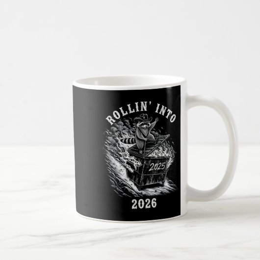 Mug Rollin' Into 2026 Funny Cowboy Raccoon Happy New Y (Droite)