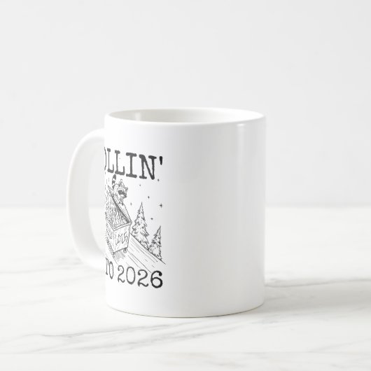 Mug Rollin’ Into 2026 Raccoon Funny New Year Raccoon T (Devant gauche)