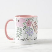Mug Romains 12:12 Bible Verse Aquarelle rose Floral (Gauche)