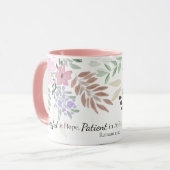 Mug Romains 12:12 Bible Verse Aquarelle rose Floral (Devant gauche)