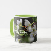 Mug Romains 15:13 Dieu de l'Espoir Fleurs blanches (Devant gauche)