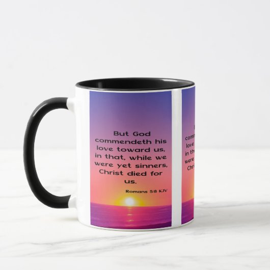 Mug Romains 5:8 KJV Bible Écriture Pic Deux Tons (Gauche)