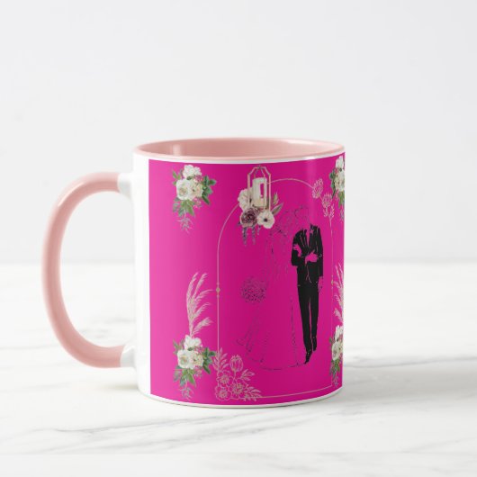 Mug Romance en fleurs rose chaud (Gauche)