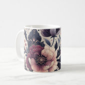 Mug Romance foncée Bourgogne Art Déco Floral Été (Devant gauche)