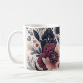 Mug Romance foncée Bourgogne Art Déco Floral Été (Gauche)
