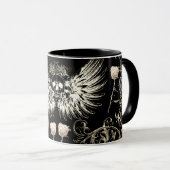 Mug Romance gothique victorien crâne ailes et roses bl (Devant droit)