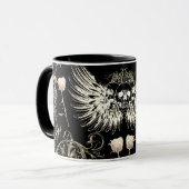 Mug Romance gothique victorienne Ailes du crâne et ros (Devant gauche)
