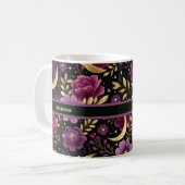 Mug Romance Sombre Lune Céleste Nom Violet Or (Devant gauche)