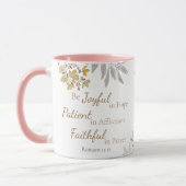 Mug Romans 12:12 Ecriture rose or Aquarelle Florale (Gauche)