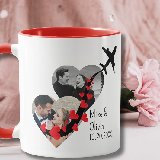Mug Romantic 2 Photos Airplane Elegant Wedding custom