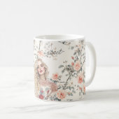 Mug Romantic Blond Hair Girl Peach Roses Floral (Devant droit)