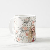 Mug Romantic Blond Hair Girl Peach Roses Floral (Devant gauche)