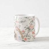 Mug Romantic Blond Hair Lady Peach Roses Floral (Devant droit)