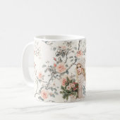 Mug Romantic Blond Hair Lady Peach Roses Floral (Devant gauche)