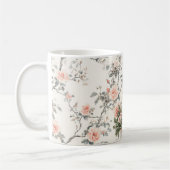 Mug Romantic Blond Hair Lady Peach Roses Floral (Gauche)