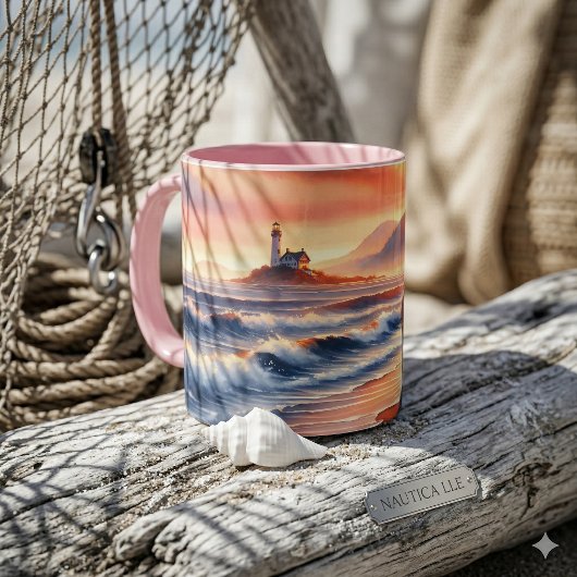 Mug Romantic Coastal Sunset Lighthouse Walk